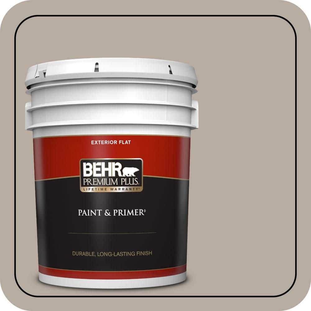 BEHR PREMIUM PLUS 5 gal. #PPU18-13 Perfect Taupe Flat Exterior Paint & Primer