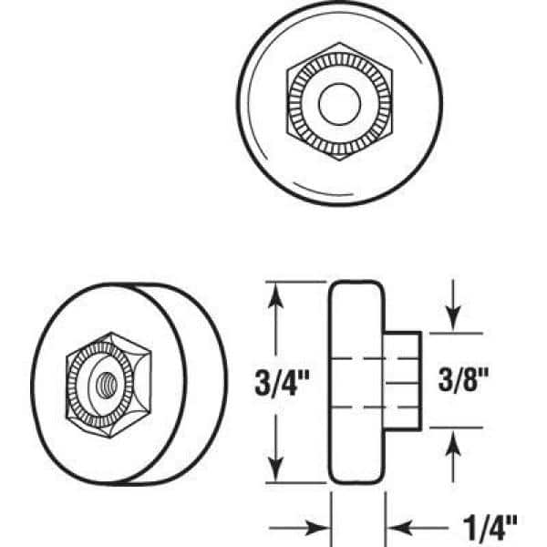 Prime-Line Shower Door Roller, 3/4 in. Diameter, Flat Edge Nylon Tire, Steel Ball Bearings, Threaded Hex Head Hub (4-pack) (2)