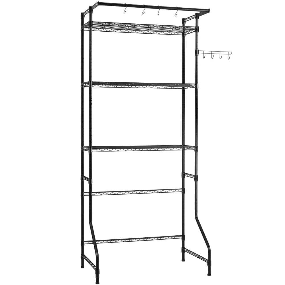 Volenca Over Washer & Dryer Storage Rack, 3-Tier, Adjustable Shelves, Hanger Rod & Hooks, Laundry Organizer (3)