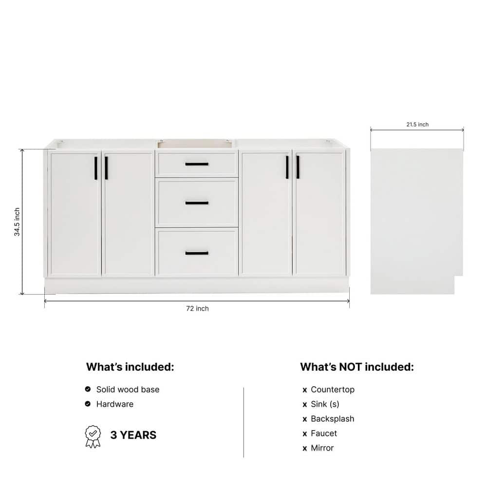 ARIEL Kelly Freestanding Bathroom Vanity Cabinet without Top (Assembled) (2)