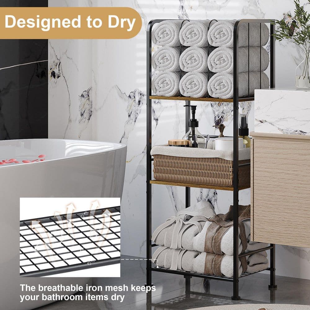 Wudkey 1-Piece Towel Rack Free Standing 3-Tier with Detachable Dividers, Durable Metal Towel Holder (3)