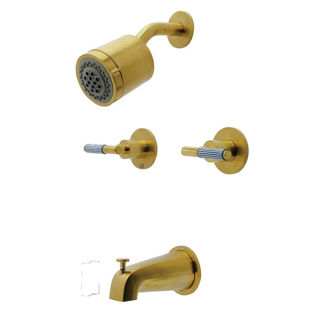 Kingston Brass Verona 2-Handle 2-Spray Tub and Shower Faucet 1.8 GPM in Brushed Brass (1)