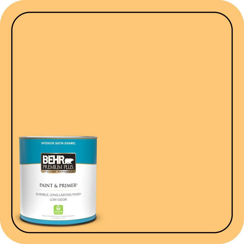 BEHR PREMIUM PLUS #BIC-42 Liquid Gold Enamel Interior/Exterior Paint & Primer Color Sample (1)