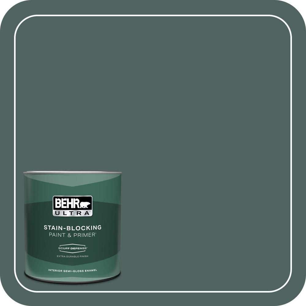 BEHR ULTRA 1 qt. #S430-7 Blue Fir Extra Durable Semi-Gloss Enamel Interior Paint & Primer