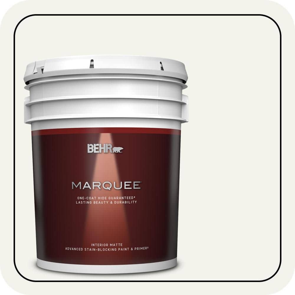 BEHR MARQUEE 5 gal. #W-F-600 Snow Fall Matte Interior Paint & Primer