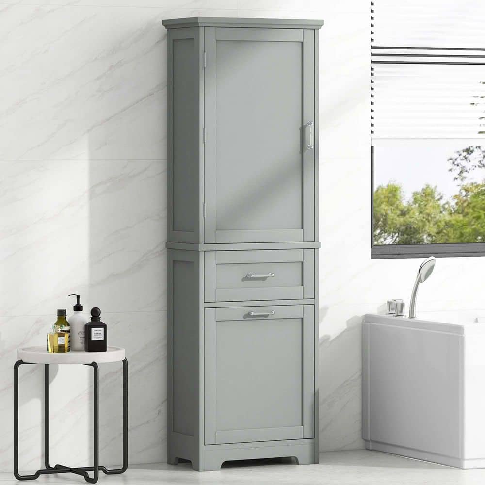 XUJMK 20 in. W 13 in. D 68 in. H Linen Cabinet, Tall Bathroom Storage Cabinet, Freestanding Bathroom Storage Cabinet (1)