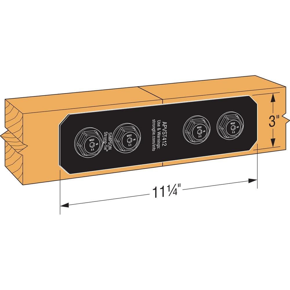 Simpson Strong-Tie Outdoor Accents Avant Collection 3 in. x 11-1/4 in. ZMAX, Black Powder-Coated Strap for 4x Lumber (2)