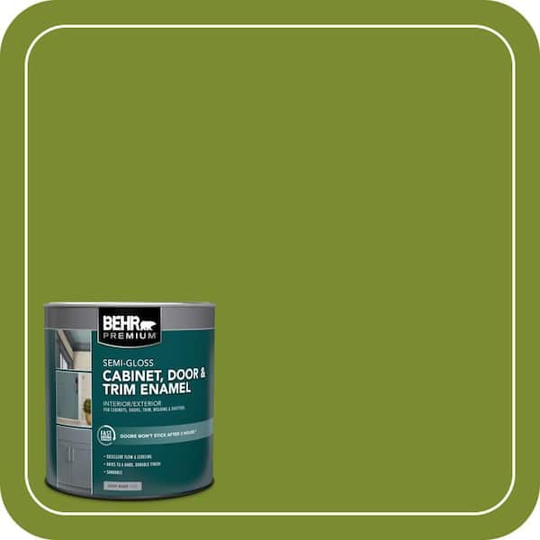 BEHR PREMIUM 1 qt. #P360-7 Sassy Grass Semi-Gloss Enamel Interior/Exterior Cabinet, Door & Trim Paint (2)