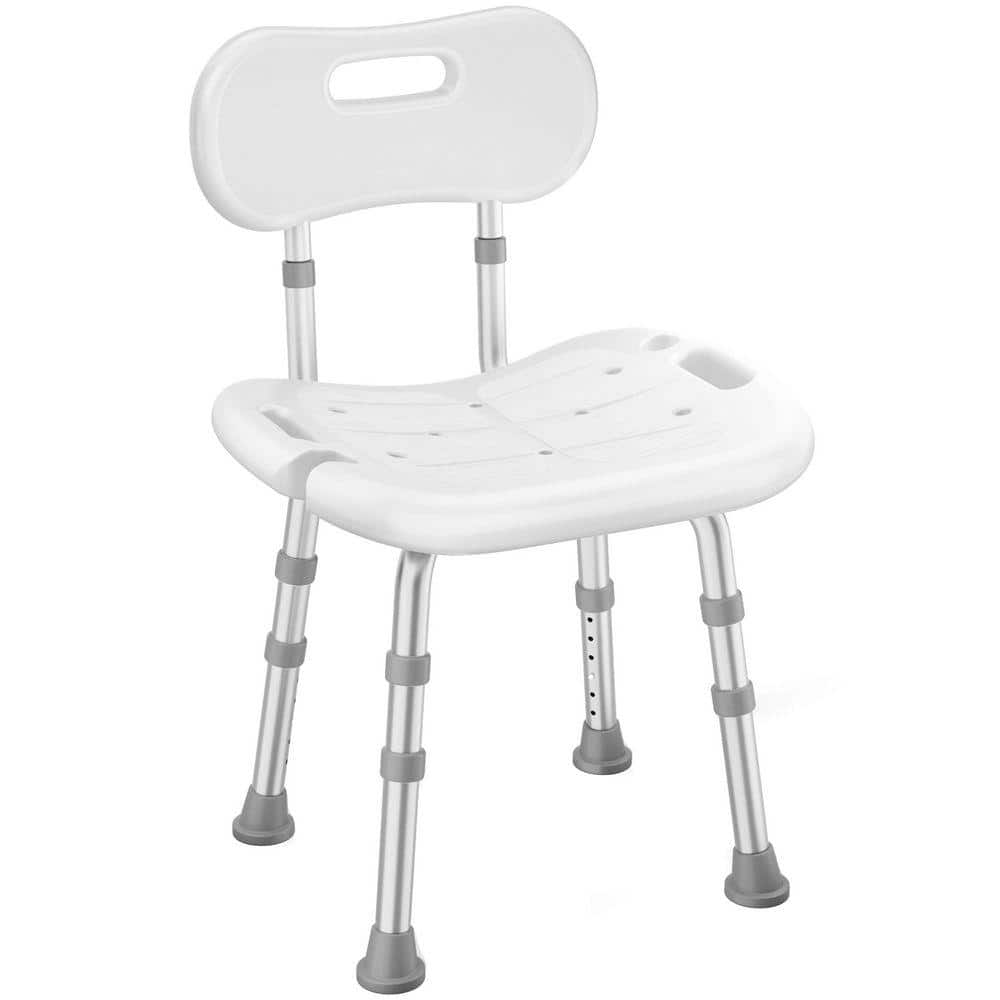 Lynzavix 18.5 in. W Freestanding Adjustable Height Non-Slip Heavy Duty Shower Chair for Elderly in White (1)