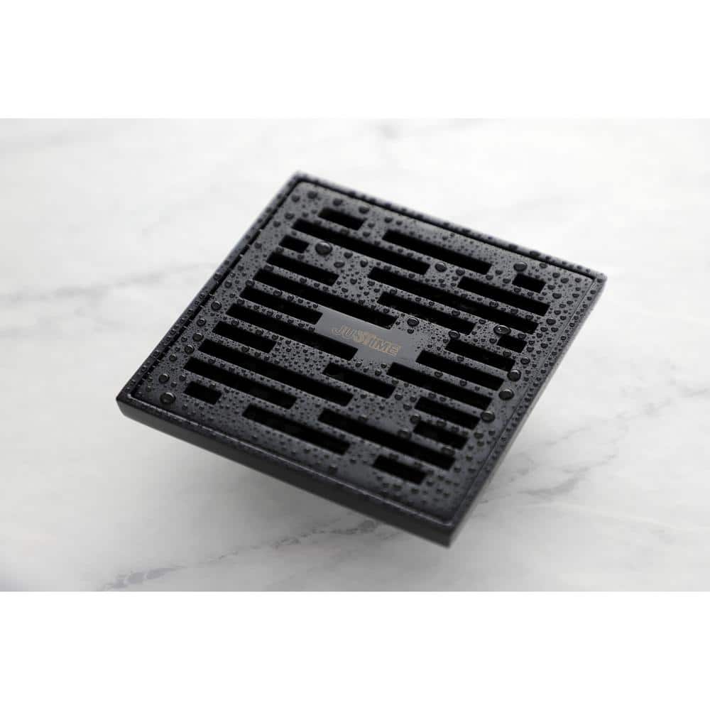 Kingston Brass Transit 4 in. Square Grid Shower Drain, Matte Black (3)