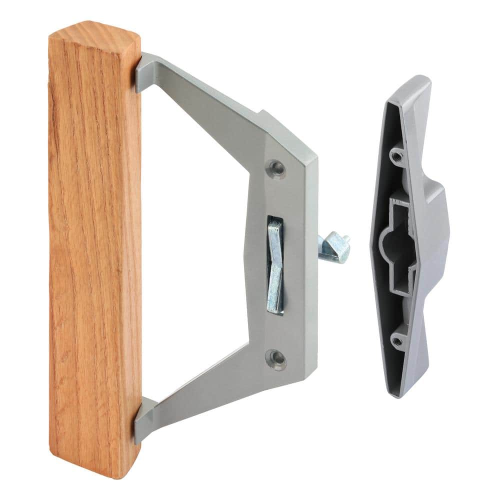 Prime-Line Gray Diecast Sliding Door Handle with Wood Pull (1)