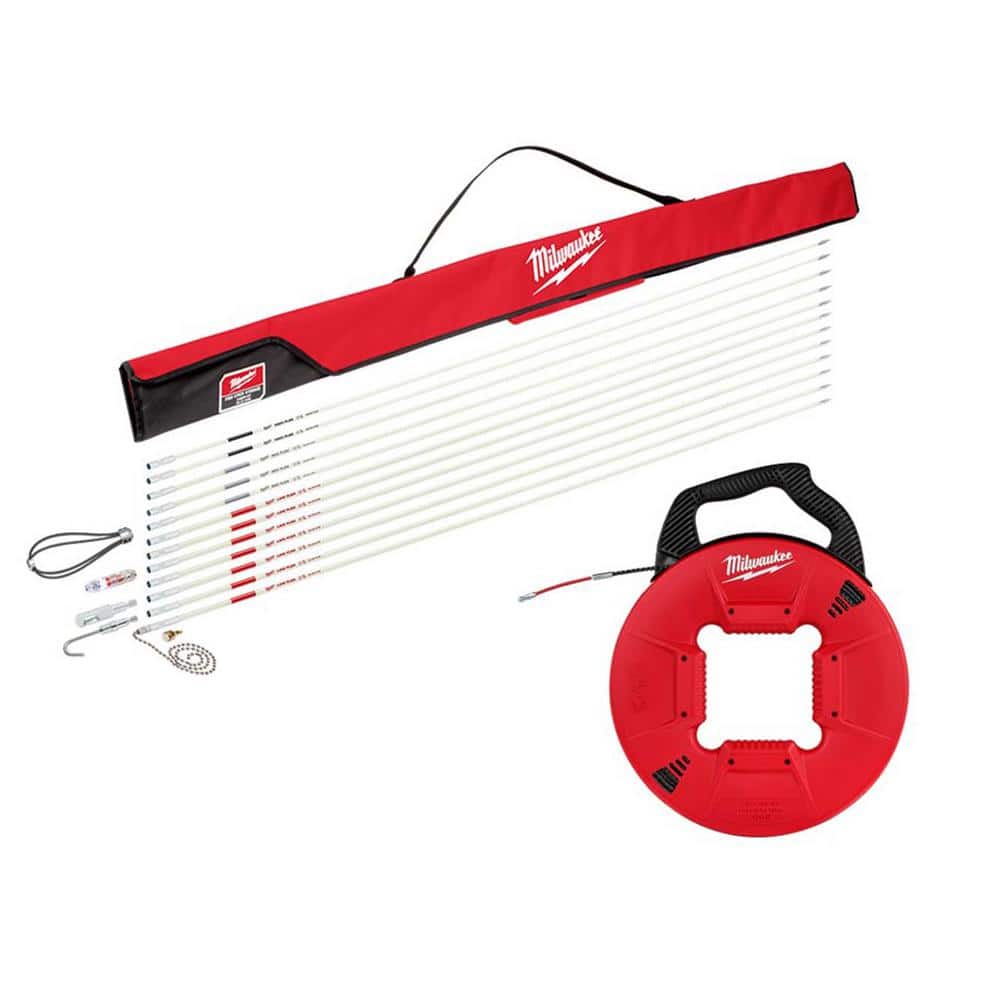 Milwaukee 60 ft. Fiberglass Fish Stick Low/Mid/High Flex Combo Kit with 200 ft. Polyester Fish Tape with Flexible Metal Leader
