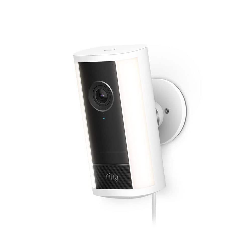 Ring Spotlight Cam Pro (2nd Gen), Plug-In - Retinal 4K Security Camera, 10x Enhanced Zoom, 2-LED Spotlights, White