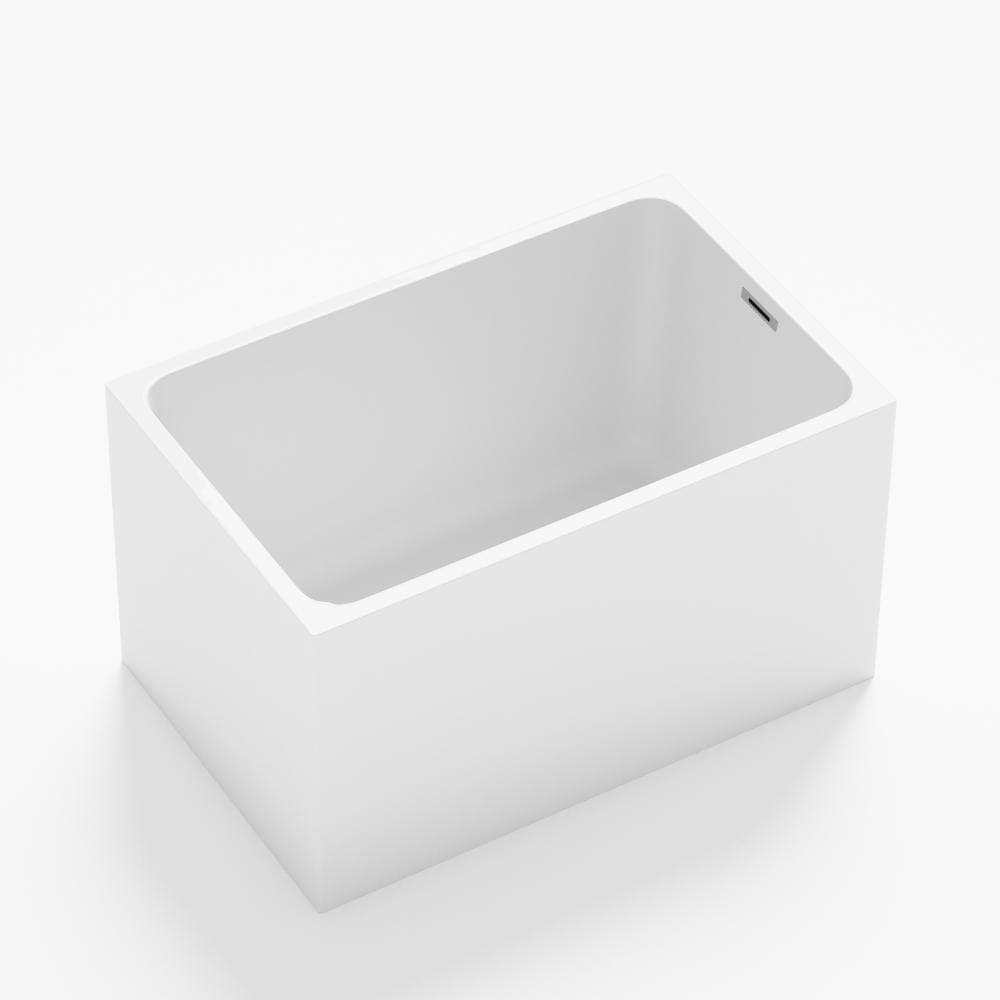 Cuschoice 47 Inch Acrylic Freestanding Bathtub, White Rectangular, High Gloss, Chrome Overflow,Pop-Up Drain,Easy clean (2)