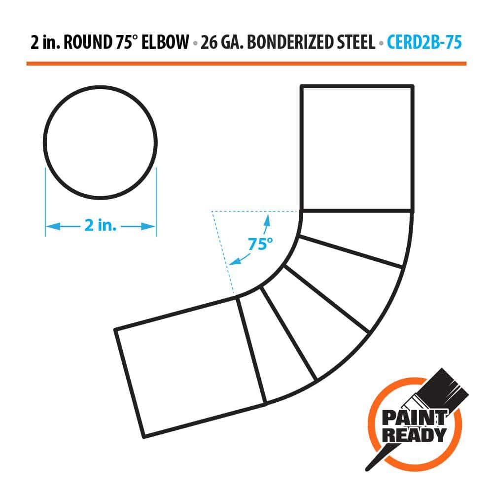 Gibraltar Building Products 2 in. Round Bonderized Steel 75-Degree Downspout Elbow (2)