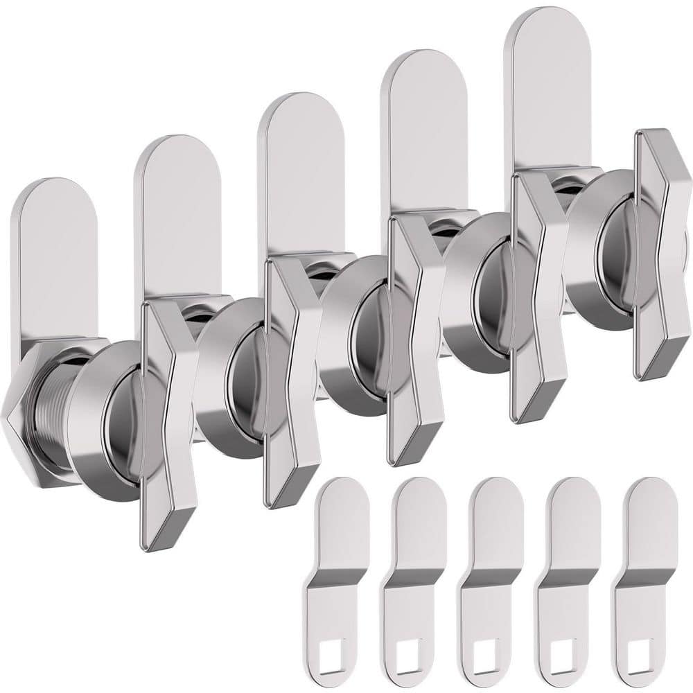 LAIFUCAM 5/8 in. Chrome Finish Thumb Operated Cam Latch Keyless Door Latch Non-Locking for Cabinet RV Compartment 5-Pack (3)