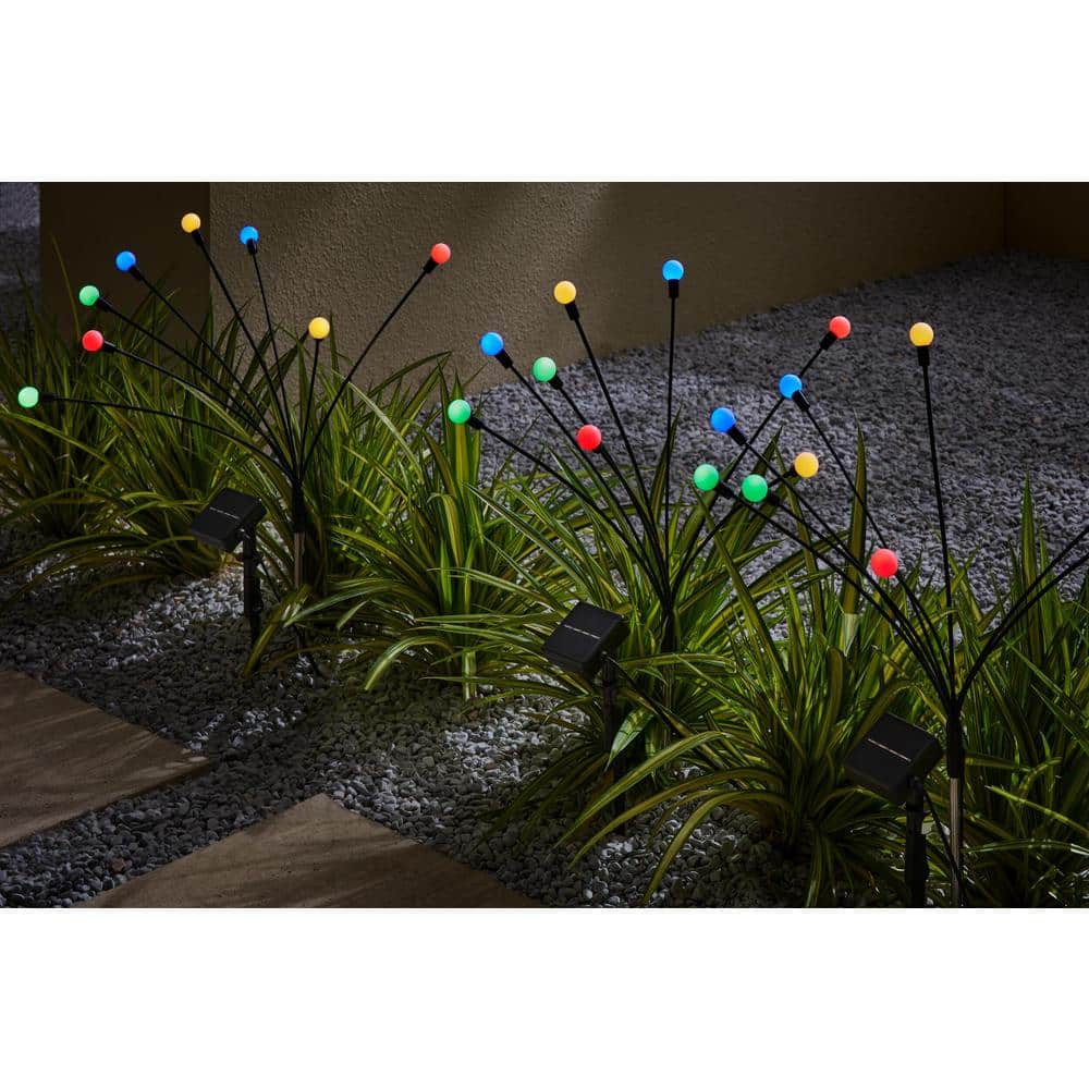 Hampton Bay Black Solar Powered Integrated LED Multi-Color Weather Resistant Firefly Path Light (2)