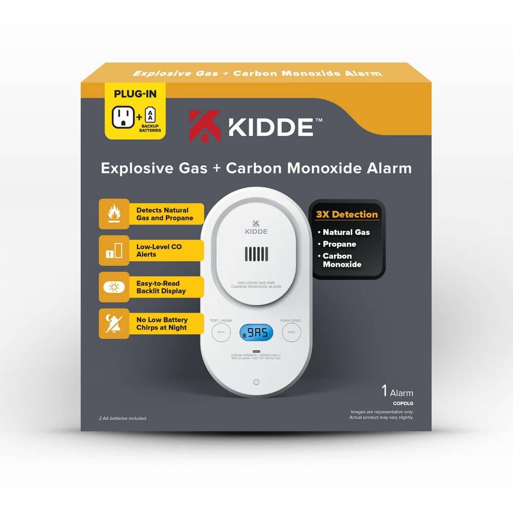 Kidde Plug-In Carbon Monoxide + Explosive Gas, Natural Gas, Propane Detector with AA Battery Backup, Low-Level CO, COPDLG (2)