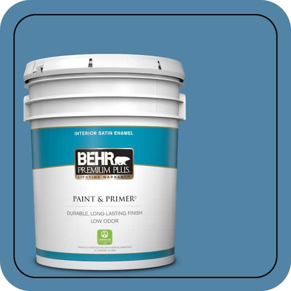 BEHR PREMIUM PLUS 5 gal. #M500-4 Hemisphere Satin Enamel Low Odor Interior Paint & Primer (2)
