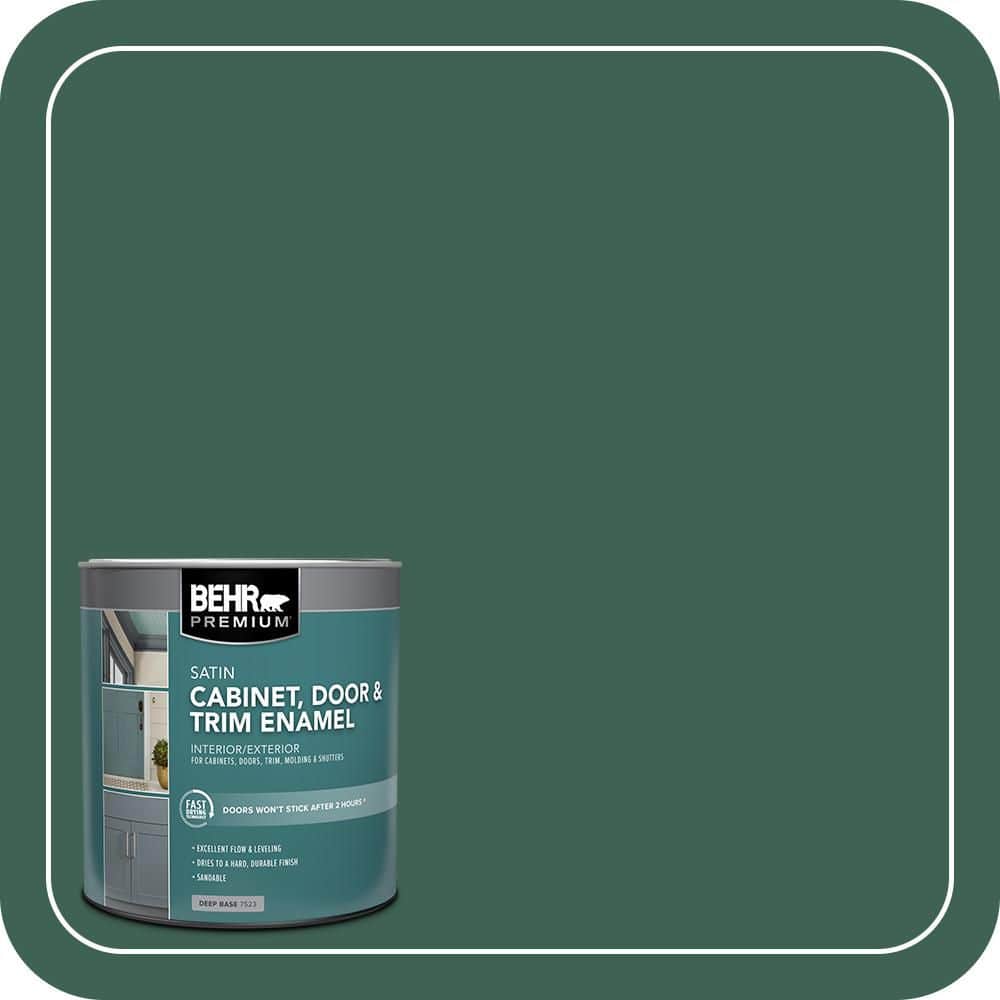 BEHR PREMIUM 1 qt. #M430-7 Green Agate Satin Enamel Interior/Exterior Cabinet, Door & Trim Paint (1)