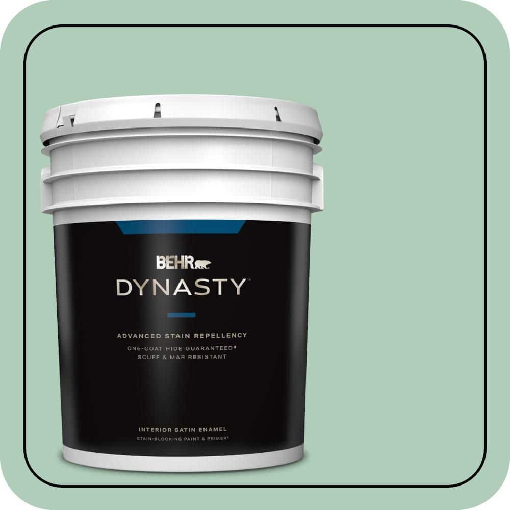 BEHR DYNASTY 5 gal. #T13-12 Jazzy Jade Satin Enamel Interior Stain-Blocking Paint & Primer