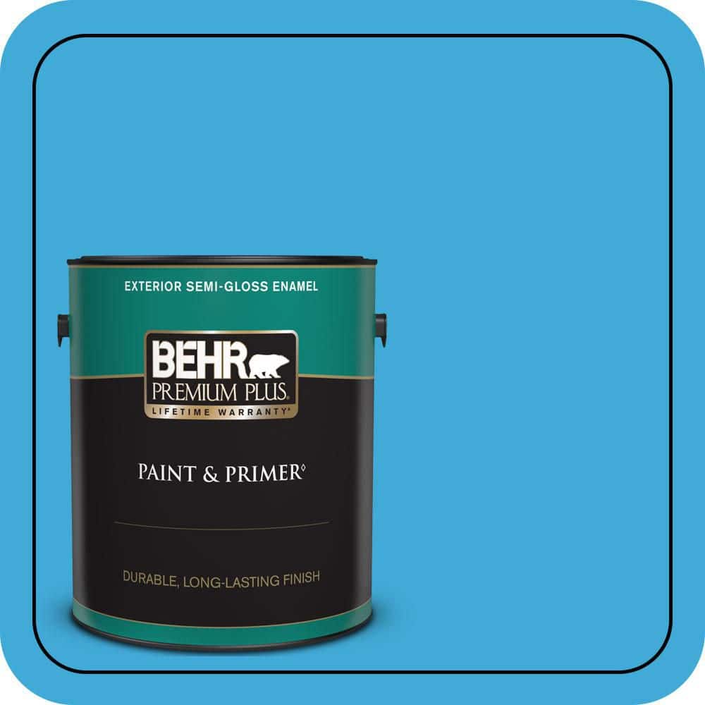 BEHR PREMIUM PLUS 1 gal. #550B-5 Windjammer Semi-Gloss Enamel Exterior Paint & Primer
