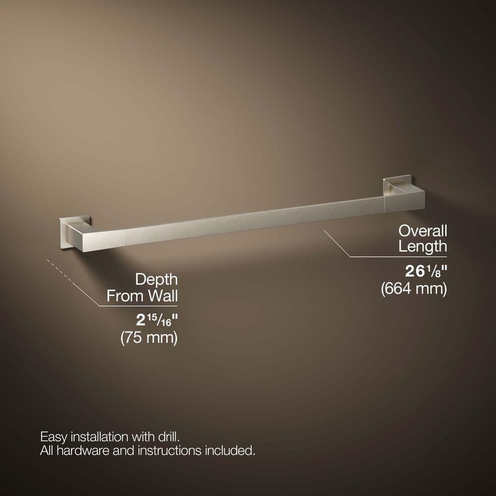 KOHLER Honesty 24 in. Wall Mounted Towel Bar in Vibrant Brushed Nickel (3)