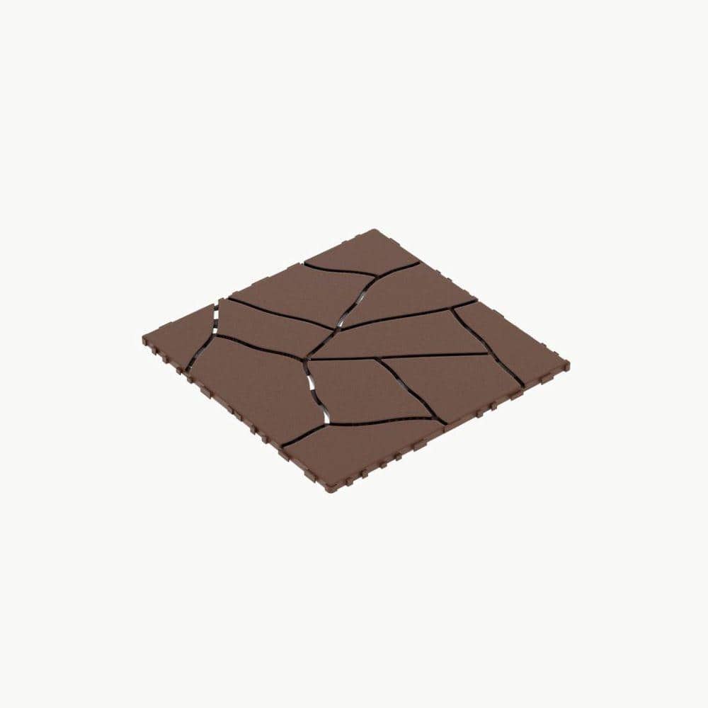WRIGHTMASTER 1 ft. x 1 ft. Quick Deck PVC Plastic Interlocking Deck Tile in Red Brown (44 sq. ft. per Box) (1)