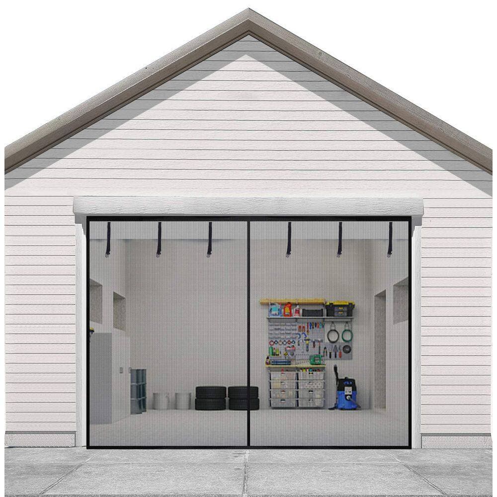 Laybus Black Fiberglass 8.3 ft. x 7.15 ft. Magnetic Garage Door Screen, Premium Quality Fiberglass Mesh, Let Fresh Air In (1)