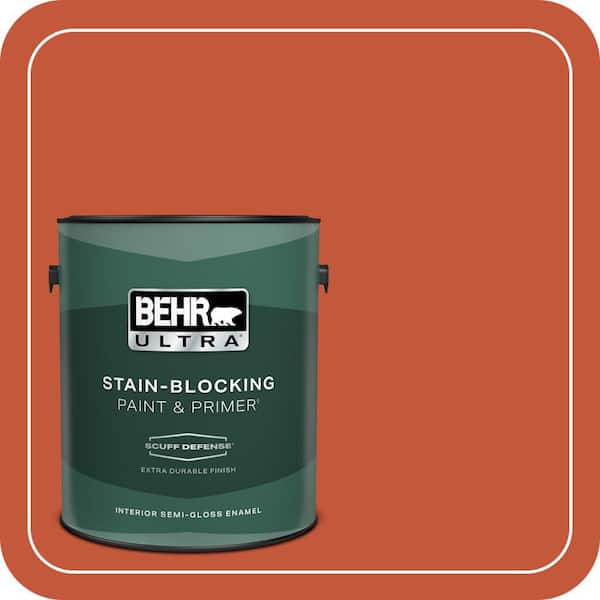 BEHR PREMIUM PLUS #BIC-31 Fire Coral Flat Interior/Exterior Paint & Primer Color Sample (2)