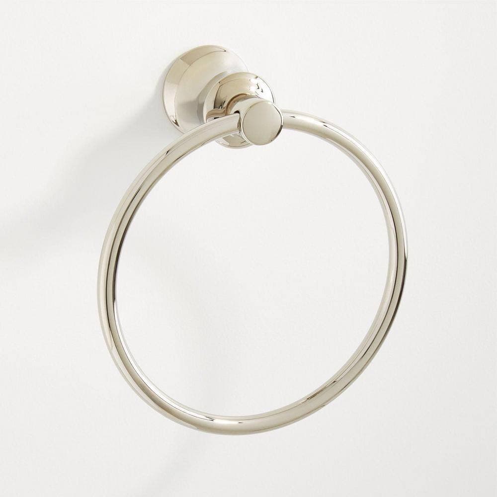 SIGNATURE HARDWARE Pendleton Wall Mounted Towel Rings in Polished Nickel (2)