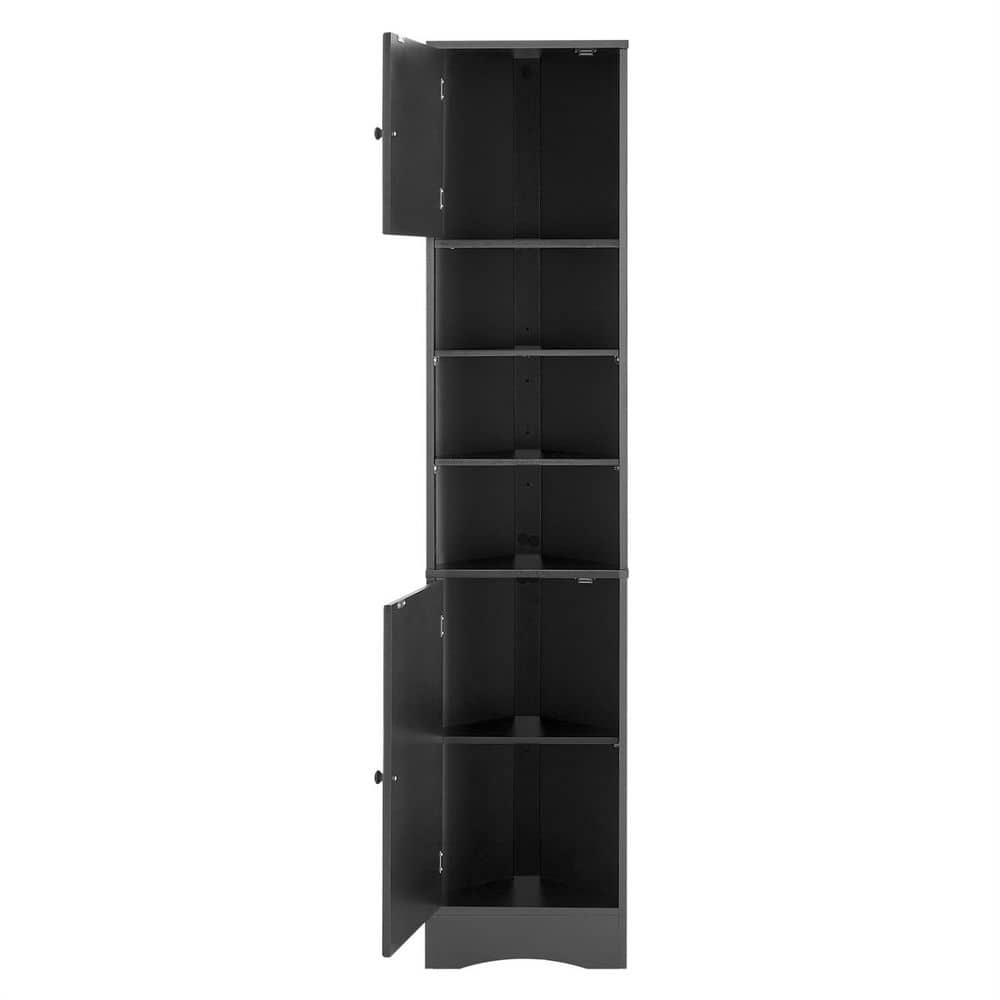 Boyel Living 9.4 in. W x 14.6 in. D x 66.9 in. H Black MDF Linen Cabinet with Adjustable Shelf 2 Doors (1)