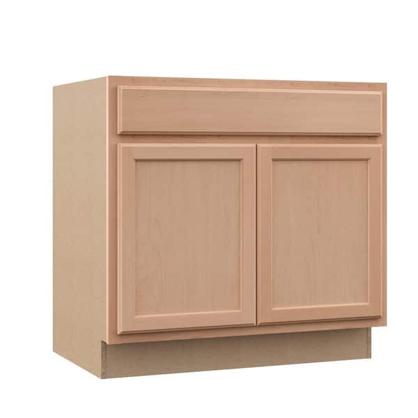 Hampton Bay Recessed Panel 36 in. W x 24 in. D x 34.5 in. H Assembled Sink Base Kitchen Cabinet in Unfinished (2)