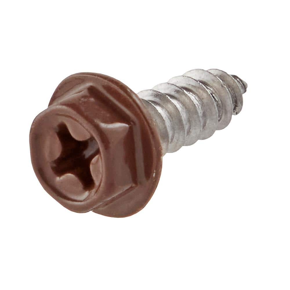 Everbilt #8 x 1/2 in. Brown Stainless Steel Hex Head Gutter Sheet Metal Screw (25-Pack) (2)