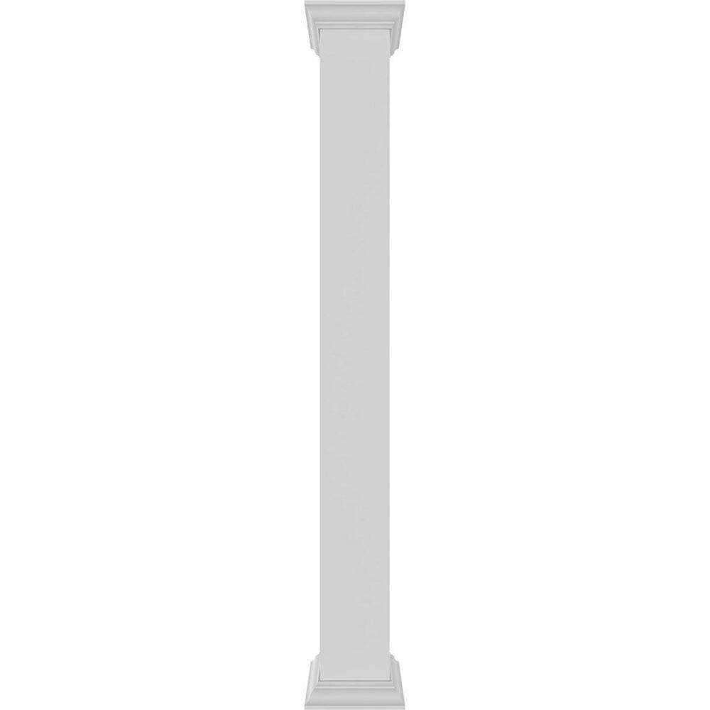 Ekena Millwork 11-5/8 in. x 10 ft. Premium Square Non-Tapered, Smooth PVC Column Wrap Kit, Crown Capital and Base (2)