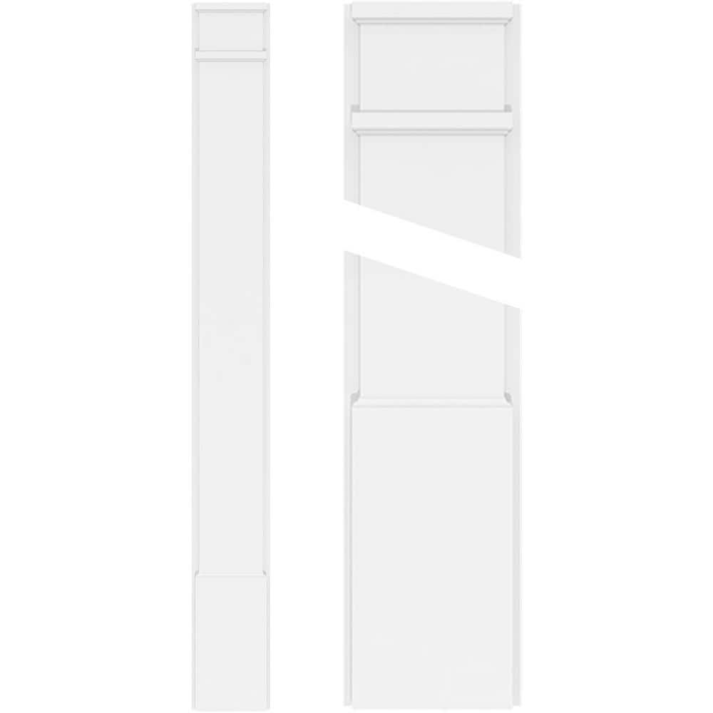 Ekena Millwork 2 in. x 10 in. x 60 in. Smooth PVC Pilaster Moulding with Decorative Capital and Base (Pair) (1)