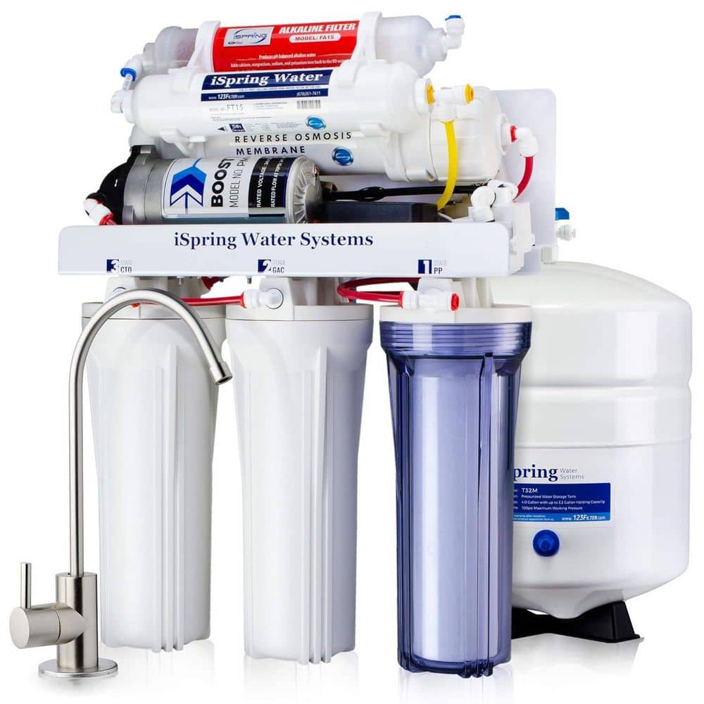ISPRING Maximum Performance Under Sink Reverse Osmosis Water Filtration System with Booster Pump and Alkaline Filter