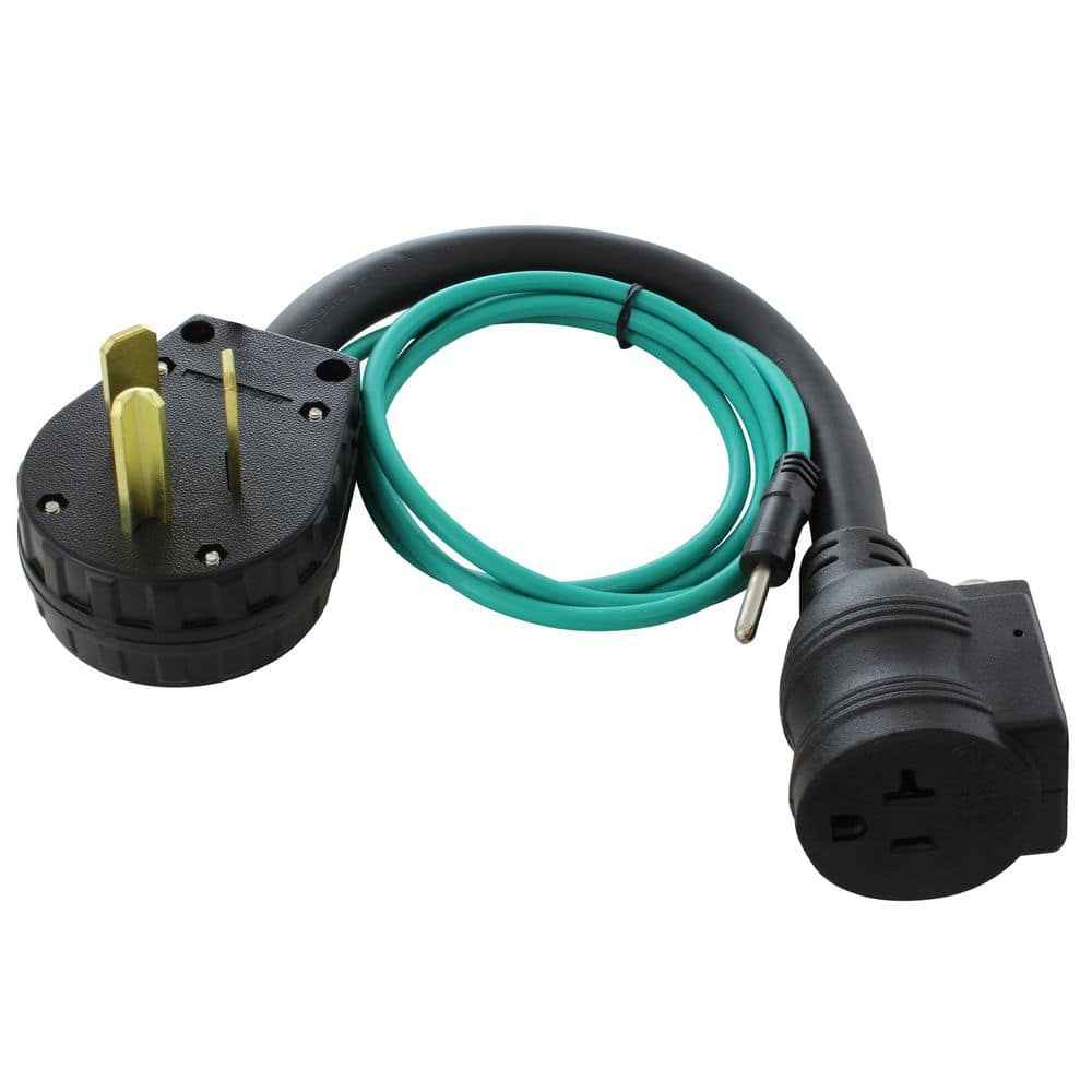 AC WORKS 1.5FT 30A 3-Prong 10-30P Dryer Plug to Household Outlet with 20A Breaker