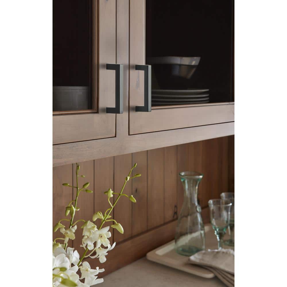 Amerock Monument 3 in. (76mm) Modern Matte Black Bar Cabinet Pull (3)