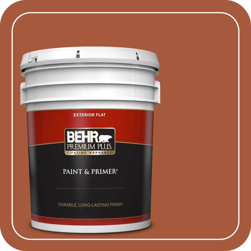 BEHR PREMIUM PLUS 5 gal. #S-H-240 Falling Leaves Flat Exterior Paint & Primer