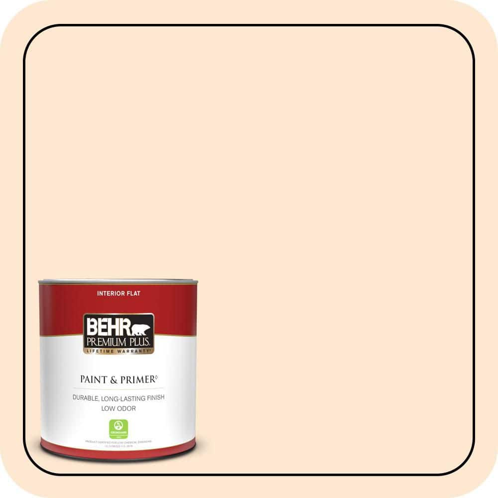 BEHR PREMIUM PLUS 1 qt. #P210-1 Sour Candy Flat Low Odor Interior Paint & Primer (1)
