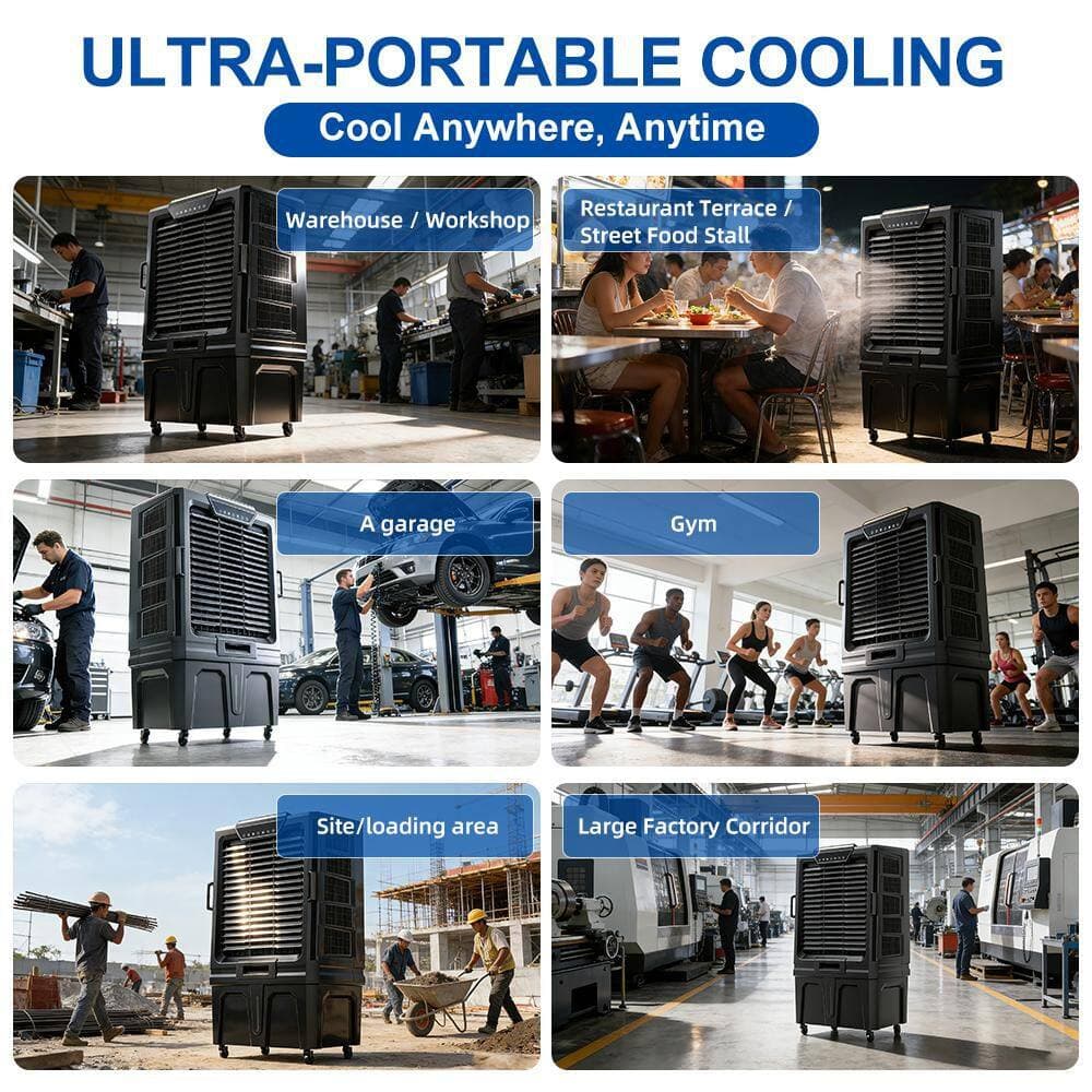 TMSAOKY 12000 CFM 3-Speed Indoor/Outdoor Portable Evaporative Cooler with Remote Control, 40 Gal Tank Air Cooler for 3200 Sq. Ft (3)