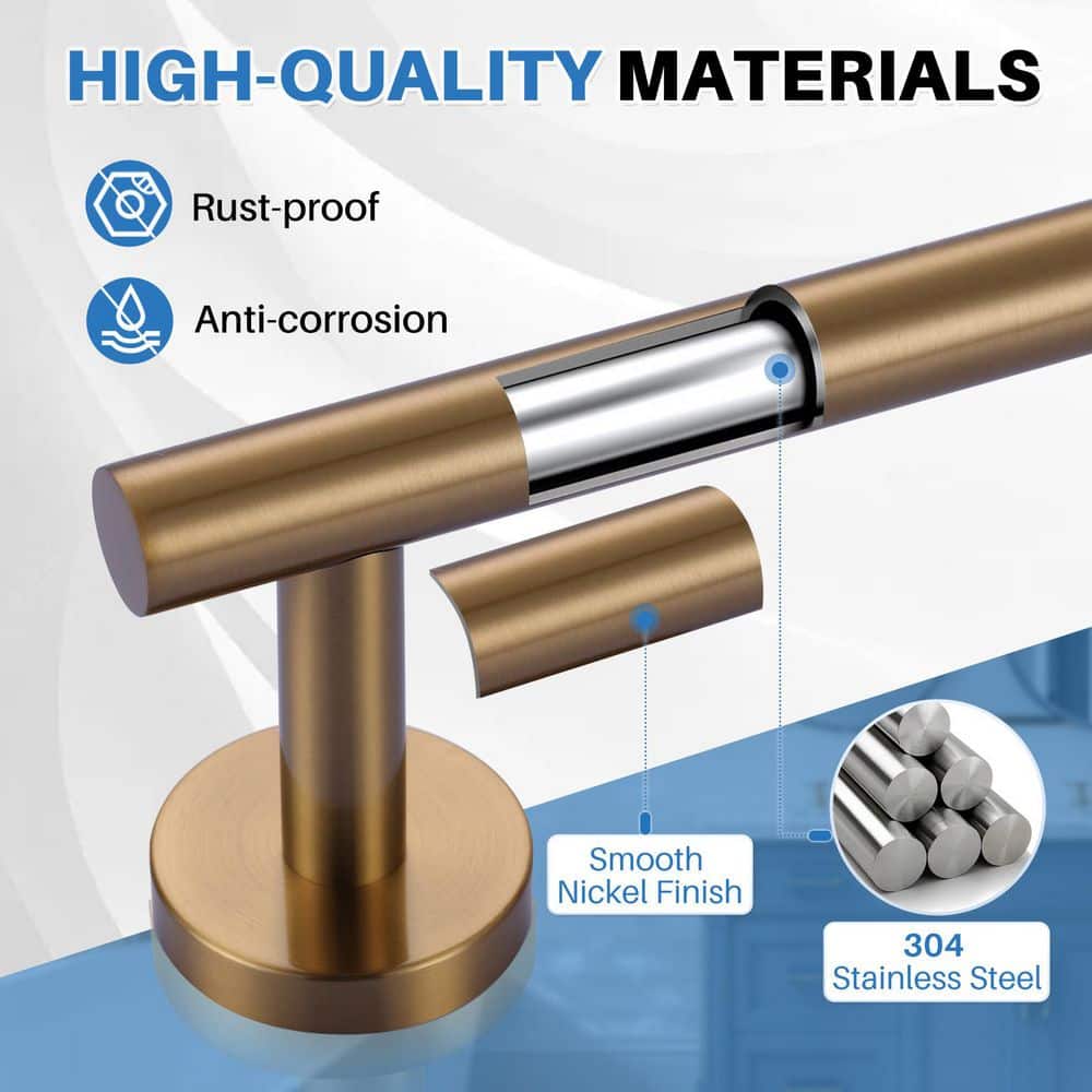 ARCORA Wall Mounted Single Towel Bar Bath Hardware Accessory Brushed Gold (4)