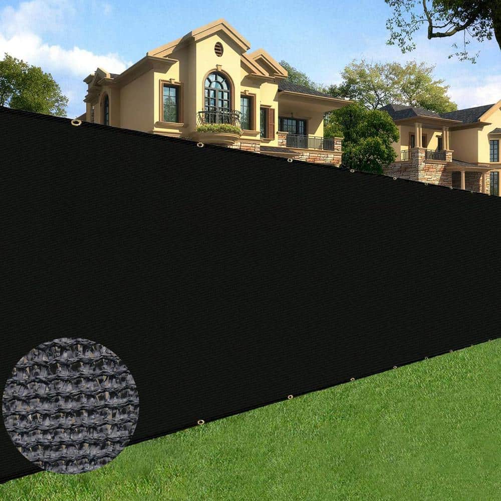 ITOPFOX 6 ft. x 50 ft. Privacy Screen Fencing Mesh Shade Net Cover for Garden and Heavy-Duty in Black (2)