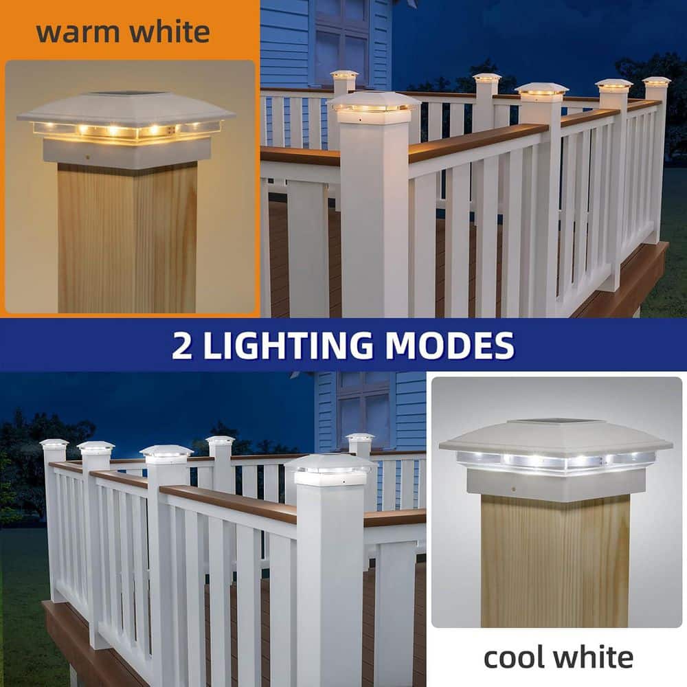 Afoxsos 16 Pack Solar-Powered Waterproof Fence Post Cap Lights Outdoor Decor for 4 x 4, 5 x 5, 6 x 6 Vinyl Wood Posts (2)