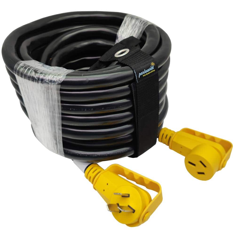 parkworld 50 ft. 6/3 Heavy Duty 50 Amp Outdoor NEMA 10-50 Range/EV Extension Cord with Handle and Lighted End, Black (1)