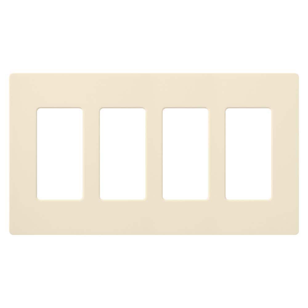 Lutron Claro 4 Gang Wall Plate for Decorator/Rocker Switches, Gloss, Almond (CW-4-AL) (1-Pack)