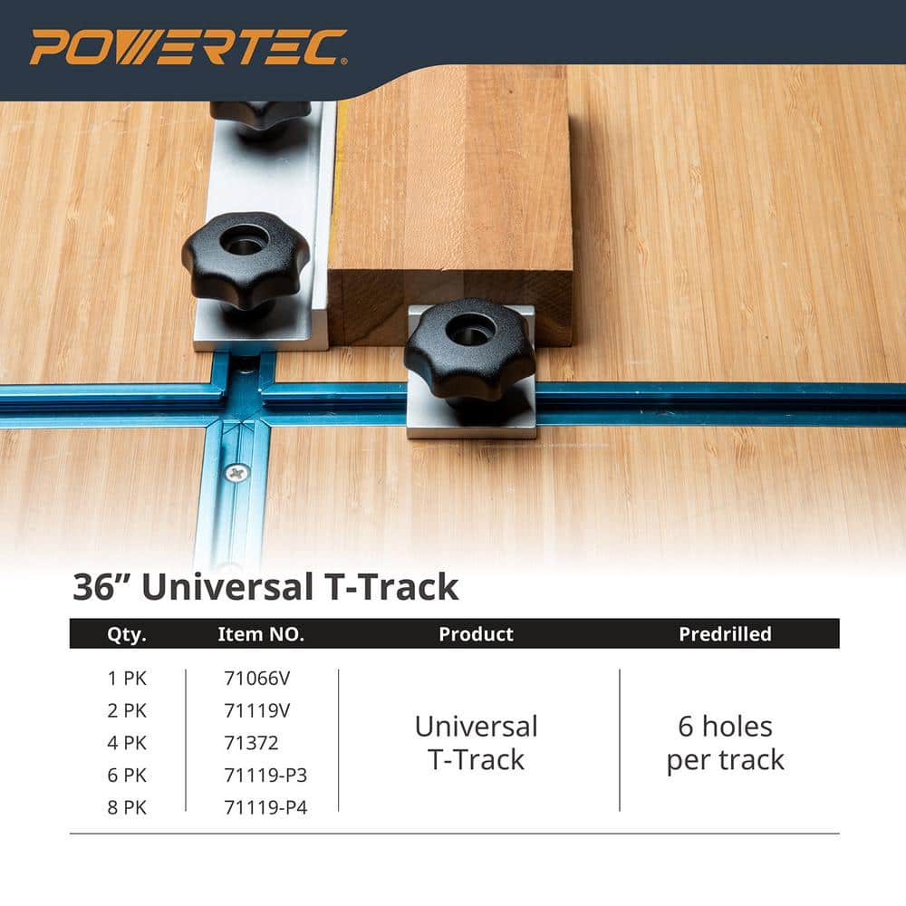 ‎POWERTEC Hex Bolt Knob Kits, Suitable for Use with 1/4 in. and Universal T-Track, Pack of 4 Kits (3)