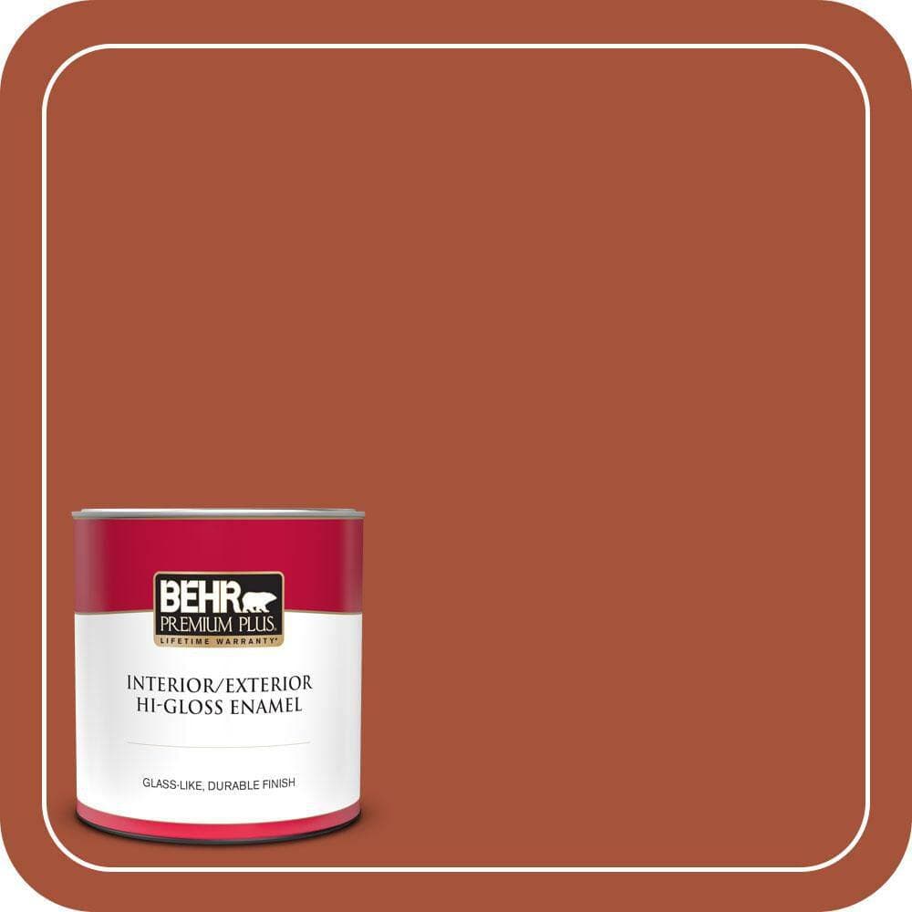 BEHR PREMIUM PLUS 1 qt. #S-H-210 New Penny Hi-Gloss Enamel Interior/Exterior Paint & Primer (1)