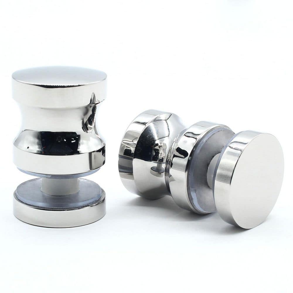 KHKFY Shower Glass Door Handle, Set of 2 Stainless Steel One-Sided Pull Knobs for Bathroom Glass Doors, Polished Chrome (1)